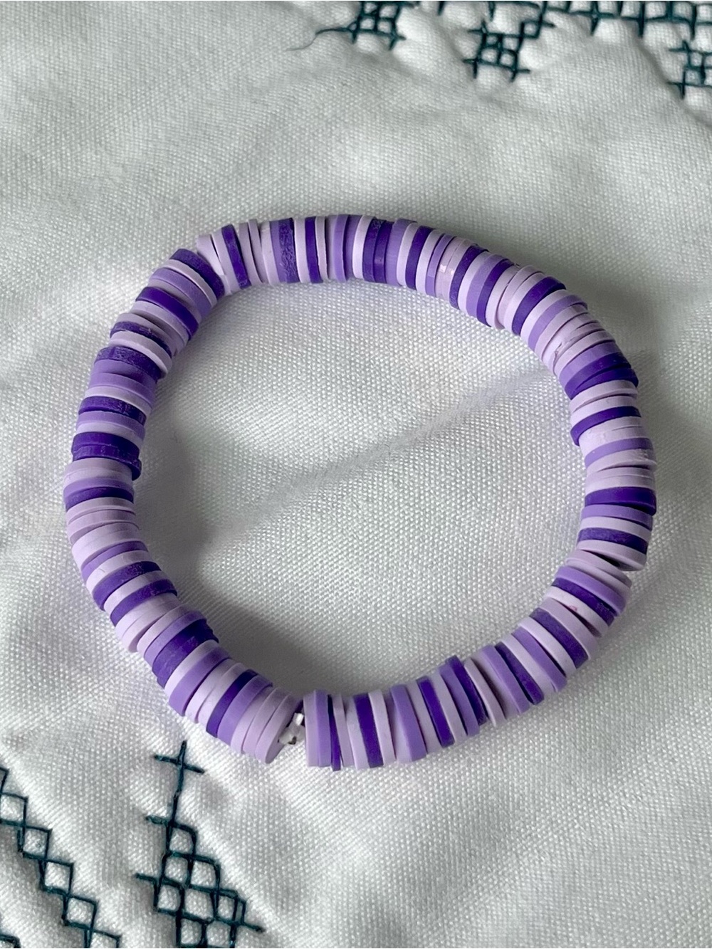 Purple Beaded Stretch Bracelet - Unbranded
